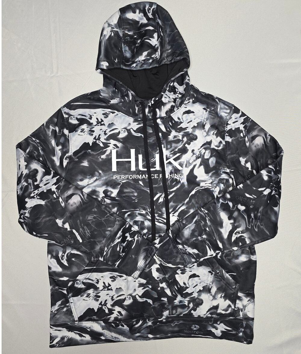 Huk Performance Fishing x Mossy Oak Elements Hydro Camo Hoodie Size M